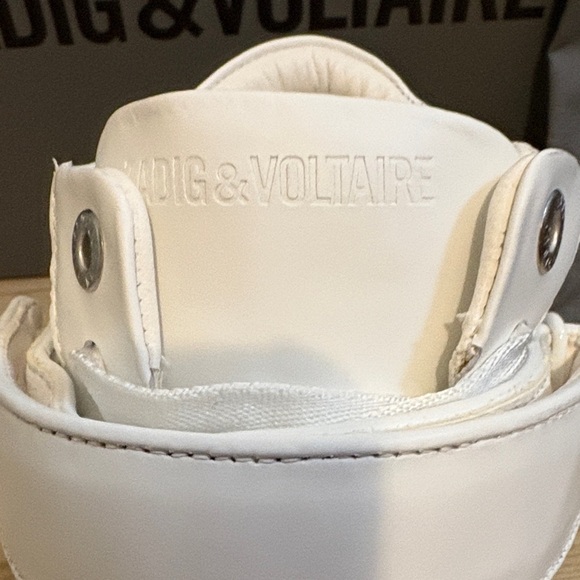 Zadig & Voltaire White Leather Sneakers SZ 39/8 - Picture 5 of 10